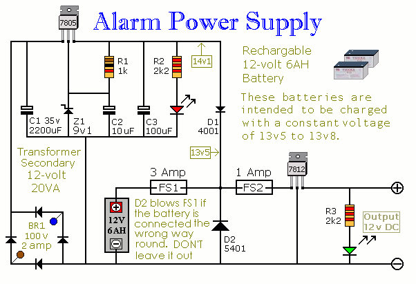 A Schematic Diagram Of 
An Uninterruptible Burglar
Alarm Power Supply Unit