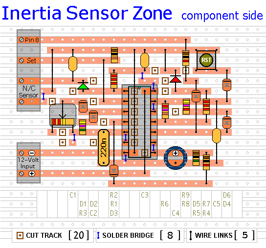 The Veroboard Layout of
The Inertia-sensor Module