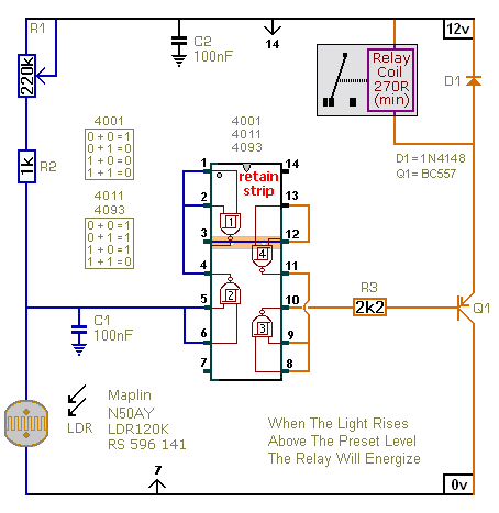Circuit Diagram For 
A Light Controlled Relay
