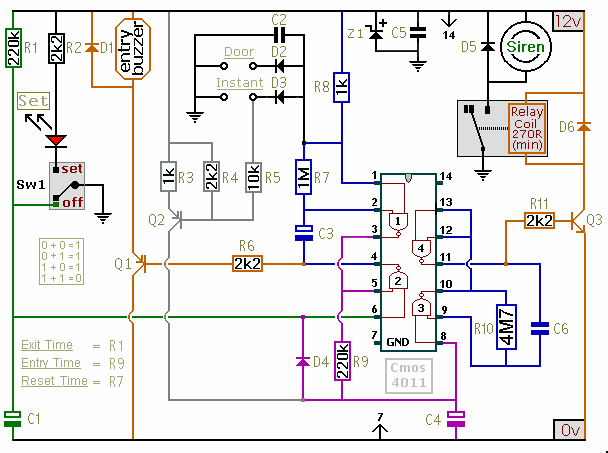Circuit Diagram For
An Automobile Alarm