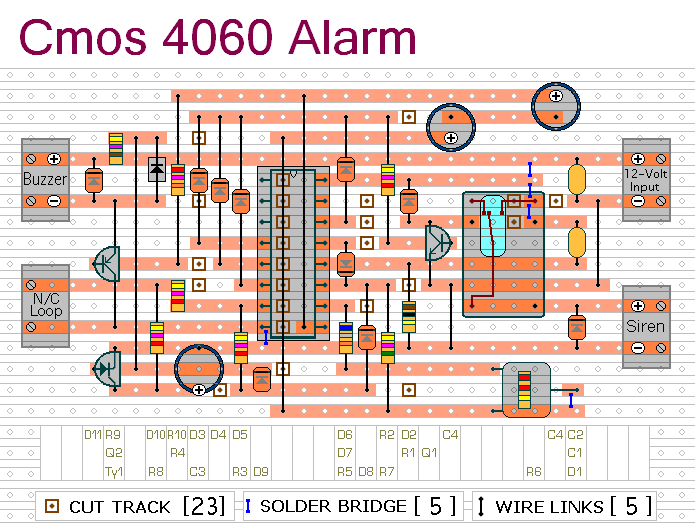 How To Build An Intruder Alarm 
Using A Cmos 4060 Ic.