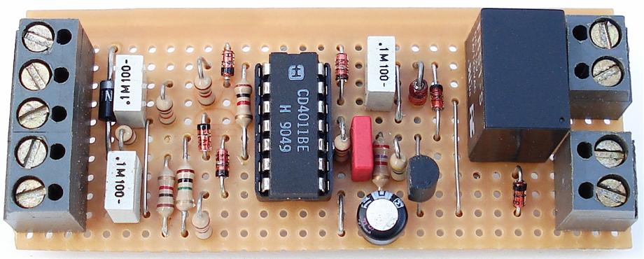 A Photograph Of Ron J's Cmos Based
Motorcycle Alarm No.3 - Circuit Board