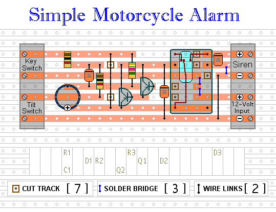 Veroboard Layout For 
Motorcycle Alarm No.4