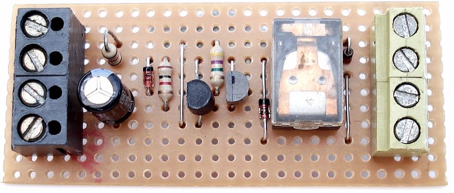 A Photograph Of Ron J's Transistor Based
Motorcycle Alarm No.4 - Circuit Board