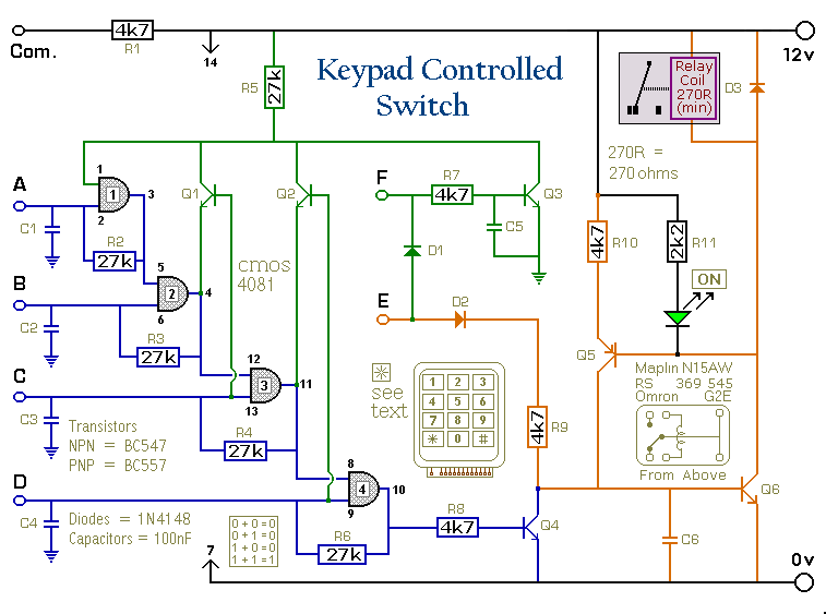 Circuit Diagram Of A 
Universal Keypad
Operated Switch