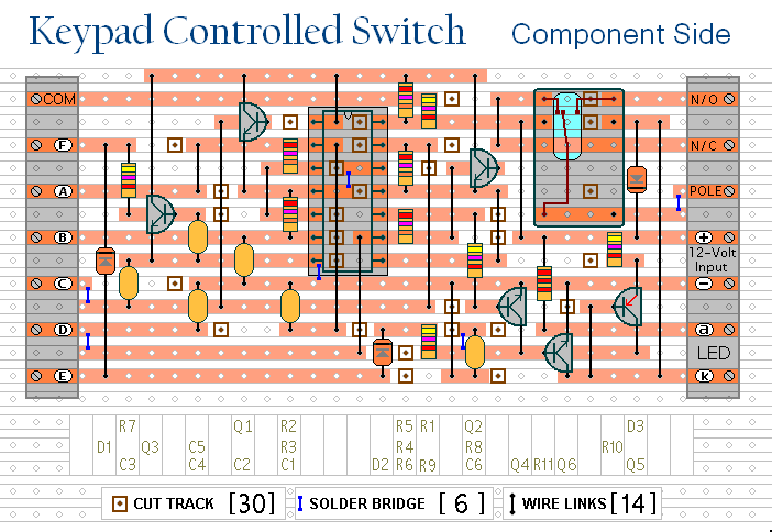Veroboard Layout For 
The Universal Keypad
Operated Switch