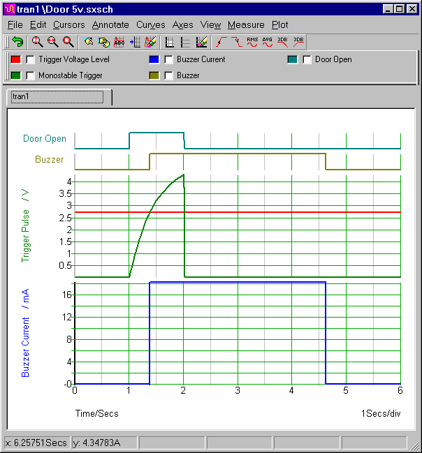 Simulation Graph For 
Ron J's Simple Door Alarm