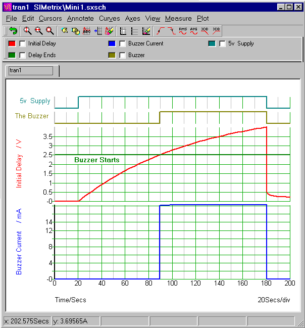 Simulation Graph For 
Ron J's Mini-Alarm No.1