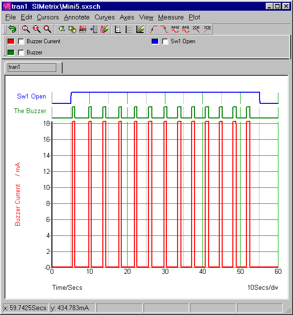 Simulation Graph For 
Ron J's Mini-Alarm No.5