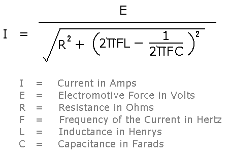 Formula for Current 
in an AC Circuit