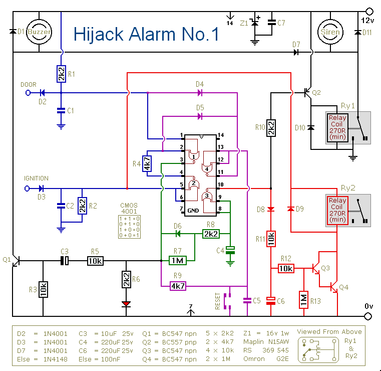 Circuit Diagram Of A 
Vehicle Hijack Alarm